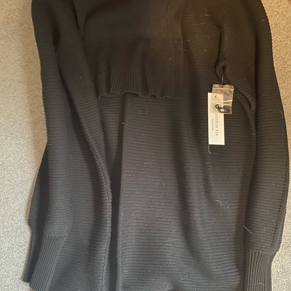 Cyrus Black Turtleneck Sweater with Ribbed Texture